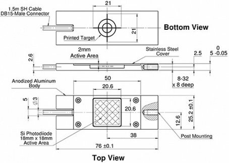 Фотодиодный датчик для измерения мощности от 3 мкВт до 1 Вт серии PD300-MS