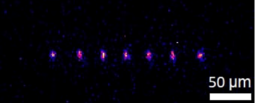 Рисунок 3 - Фотография семи захваченных ионов в ловушке Пауля.png