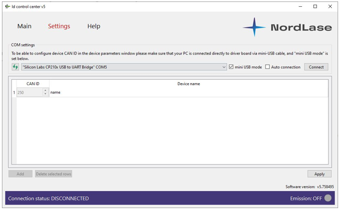 Рисунок 7 – Программное обеспечение драйвера, вкладка «Settings».png Рисунок 7 – Программное обеспечение драйвера, вкладка «Settings».png