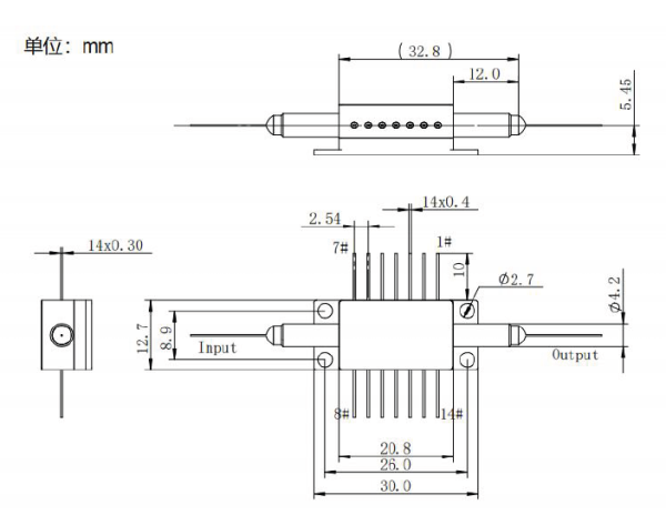 Полупроводниковый оптический усилитель (SOA), O-диапазон, SOA-BTF14-O-15