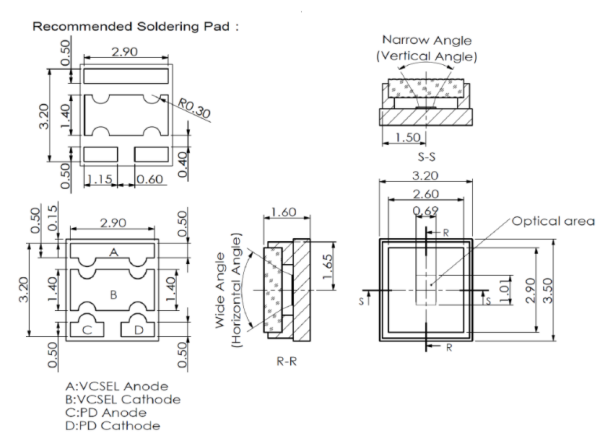 Матрица VCSEL диодов LiDAR-Tx F AT02 940 нм до 4 Вт