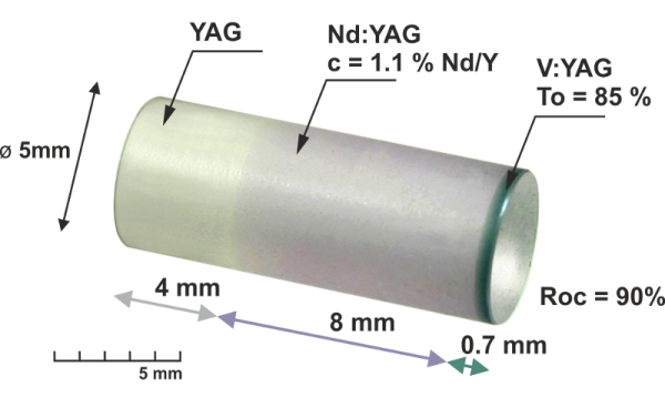 V:YAG - Кристалл иттрий-алюминиевого граната, легированный ванадием
