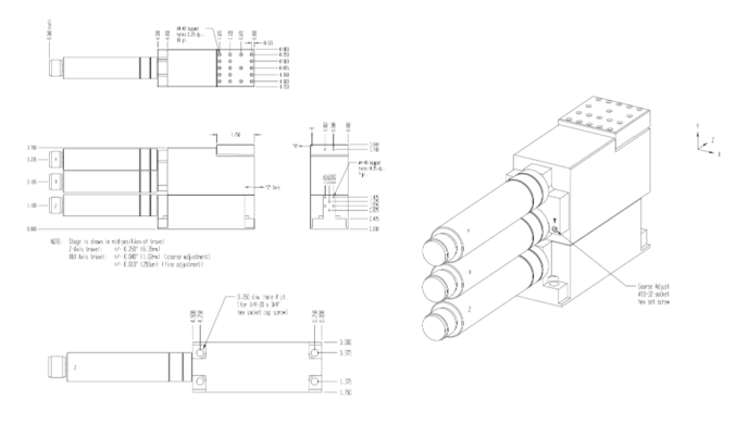 3-х осевой моторизированный нанопозиционер L-P3-BBB-2A-NHN-SI