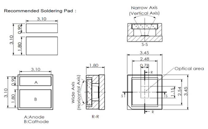 Матрица VCSEL диодов LiDAR-Tx F AT01 940 нм 2,5 Вт