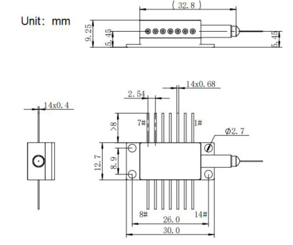 Модуль лазерного DFB диода, 1550 нм, DFB-BTF14-1550-XX-XXX