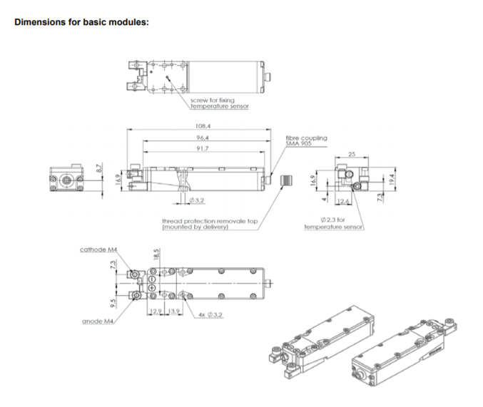 808 нм 32 Вт диодный лазер FL-LM2024-32-808-400