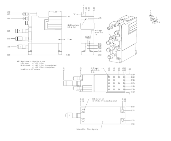 5-ти осевой полуавтоматический нанопозиционер L-P5-BBBMM-N-2A-HN-SI