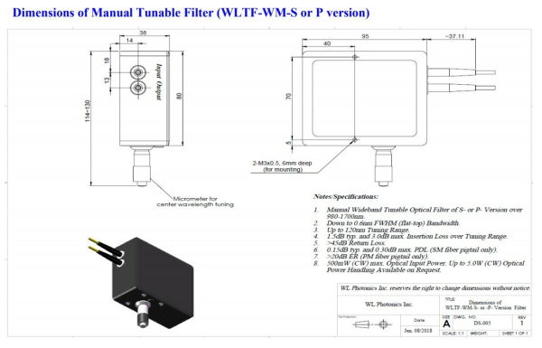 Широкополосный перестраиваемый оптический фильтр 1060 - 1600 нм