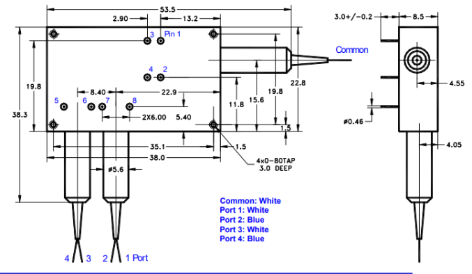 Волоконные переключатели 1x3, 1x4